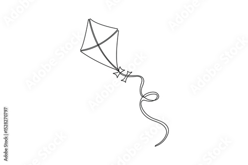 Minimalist Kite Continuous One Line Art Illustration