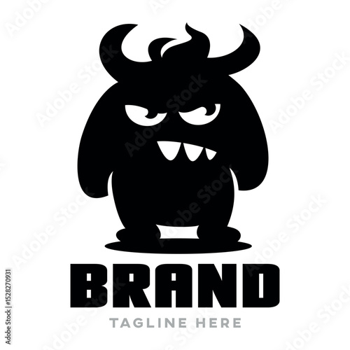 Modern black monster logo. Vector illustration