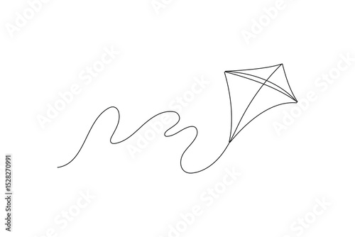 Minimalist Kite Continuous One Line Art Illustration