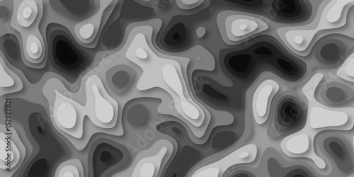Abstract topographic map texture in grayscale creating a visually striking gradient with layers of shadows and contours a stylish artwork.