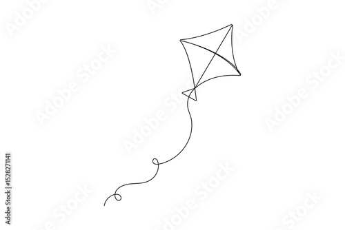 Minimalist Kite Continuous One Line Art Illustration