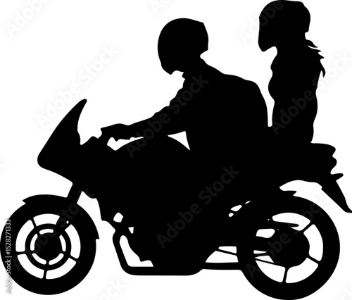 Motorcycle Rider Silhouette, Couple Biker SVG