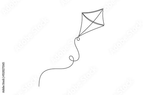 Minimalist Kite Continuous One Line Art Illustration