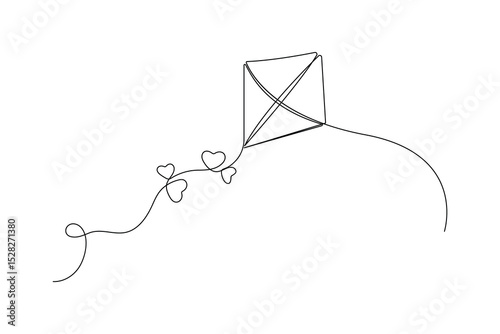 Minimalist Kite Continuous One Line Art Illustration