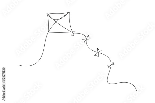 Minimalist Kite Continuous One Line Art Illustration