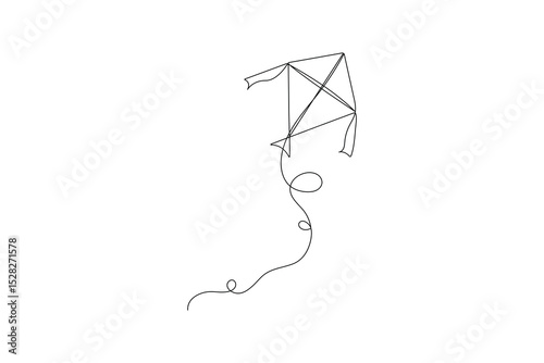 Minimalist Kite Continuous One Line Art Illustration