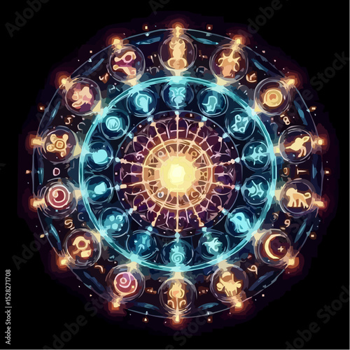 artistic illustration of the esoteric circle of signs 7