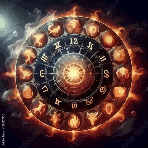 artistic illustration of the esoteric circle of signs 5