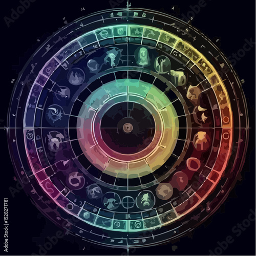 
digital art of the cosmic circle of signs 90