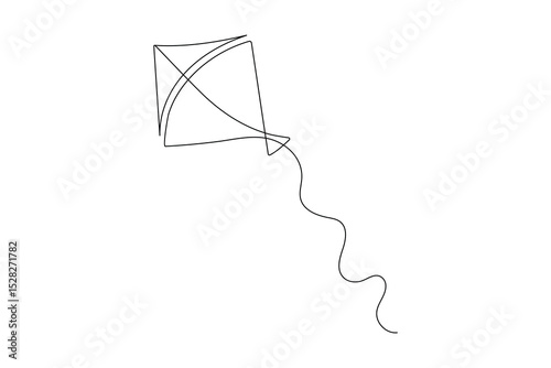 Minimalist Kite Continuous One Line Art Illustration