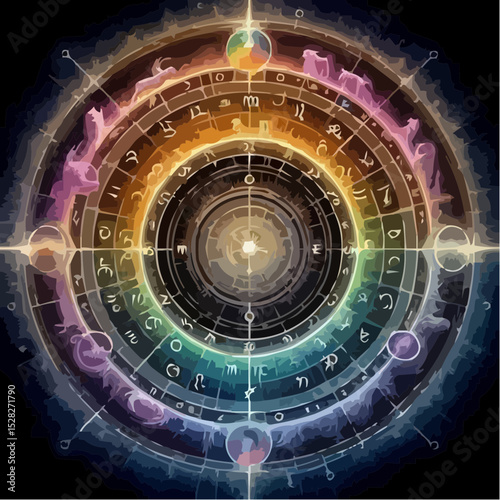 
digital art of the cosmic circle of signs 88