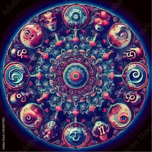 
digital art of the cosmic circle of signs 72