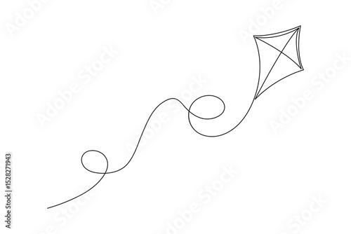 Minimalist Kite Continuous One Line Art Illustration
