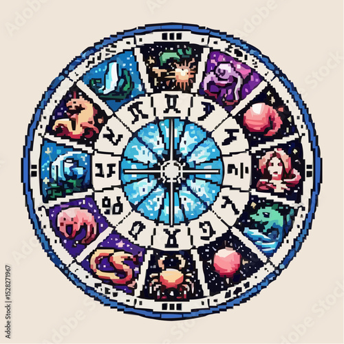 
digital art of the cosmic circle of signs 64