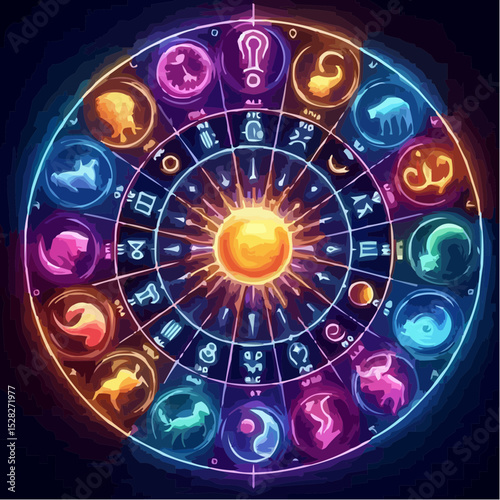 
digital art of the cosmic circle of signs 62