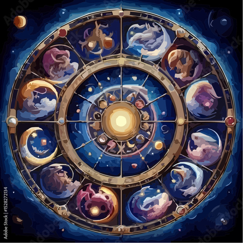 
digital art of the cosmic circle of signs 44