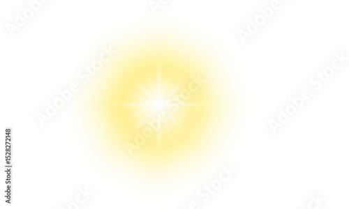 Glowing sunlight lens flare with transparent background