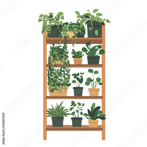 Vertical Garden 2D flat vector illustration, isolated on a white background.