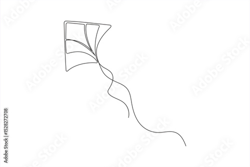 Minimalist Kite Continuous One Line Art Illustration