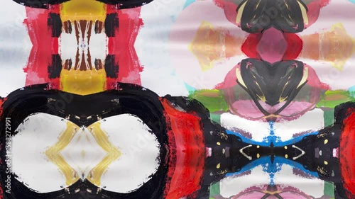 Abstract, vibrant, and artistic, this colorful fabric texture evokes a vintage urban painting of summer trees in a grunge city street