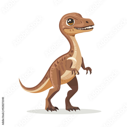 2D flat vector illustration of Velociraptor, isolated on a white background.