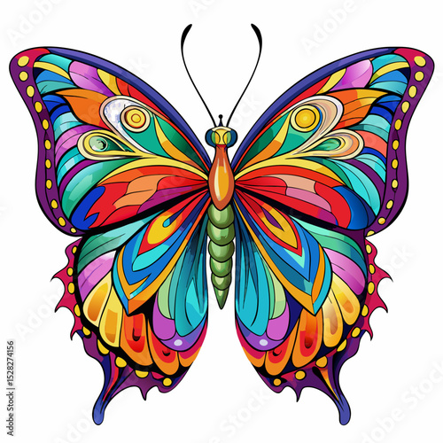 set of colorful butterflies