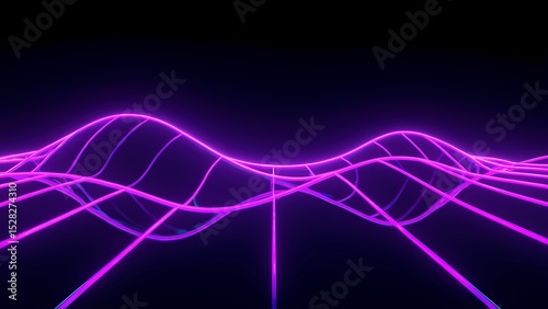 Retro Futuristic Neon Grid Loop – Electric Waves in Purple and Blue
