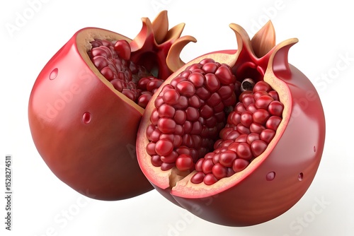 Two halves of a juicy pomegranate fruit © Sajib