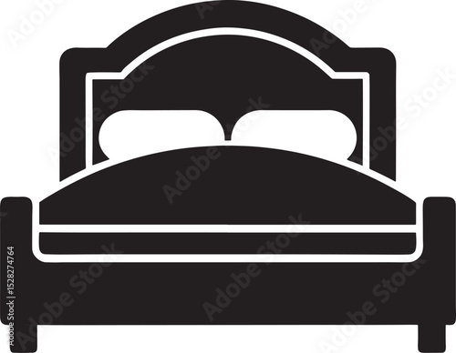 Double bed silhouette icon isolated on white background