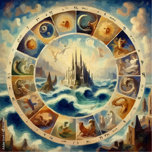 
digital art of the cosmic circle of signs 3