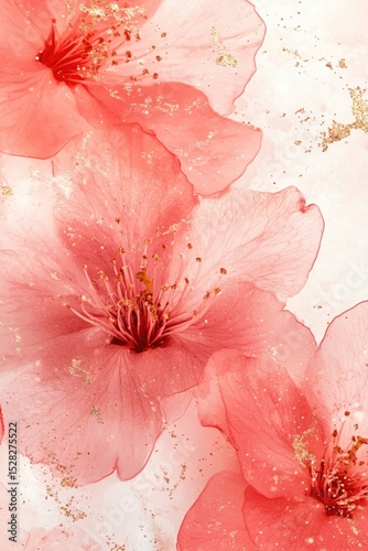 Delicate, translucent blossoms in soft coral tones.