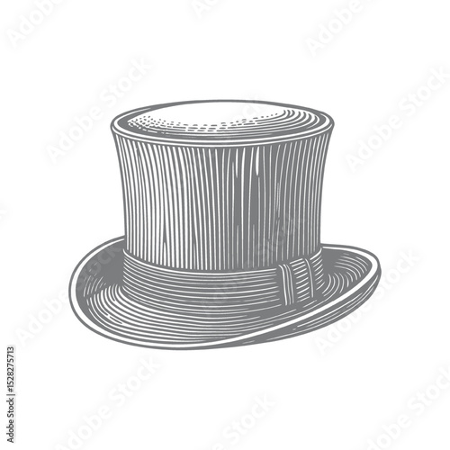 Engraved Illustration of a Classic Top Hat