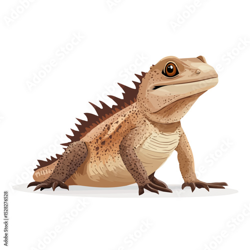 2D flat Tuatara illustration vector, isolated on a white background.