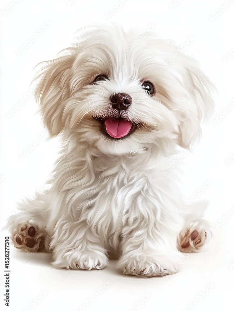 Smile maltipool Maltese poodle puppy little dog pet teddy brown white isolated. Smile maltipool Maltese poodle puppy little dog pet teddy brown white isolated.
