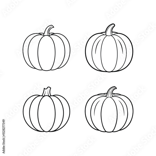 A set of pumpkin line art vector illustration