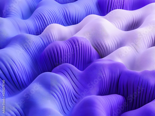 Abstract Wavy Purple 3D Rendered Background - Dynamic Digital Art Texture
