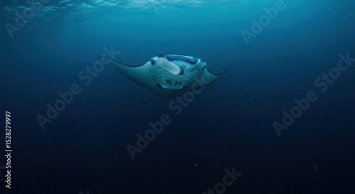 Submerged iceberg in dark blue water photo