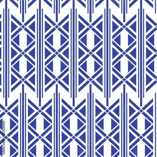seamless geometric pattern with geometric shapes, band consists of solid vertical lines, while the other type is made up of intersecting diagonal lines that form X-shapes and triangles