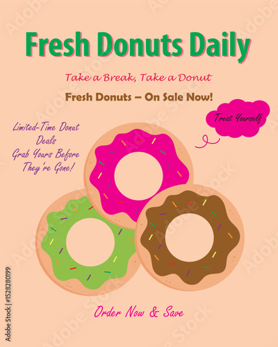 Donut Sale Poster Design – Sweet Deals Promotion with Bold Typography.

