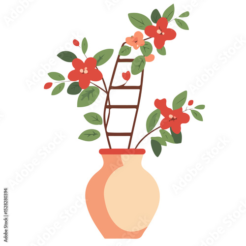 2D flat A Jacobs Ladder In A Vase illustration vector, isolated on a white background.