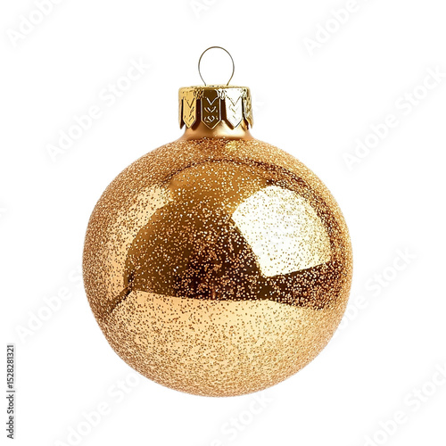 golden christmas ball isolated on transparent background, clipping path, png file, 