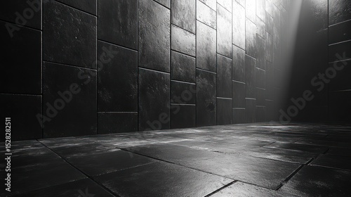 Dark  textured  squared room with spotlight