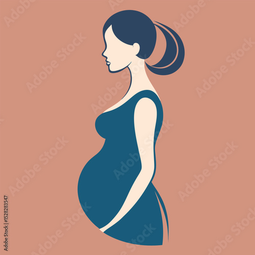 minimalist pregnant woman silhouette vector