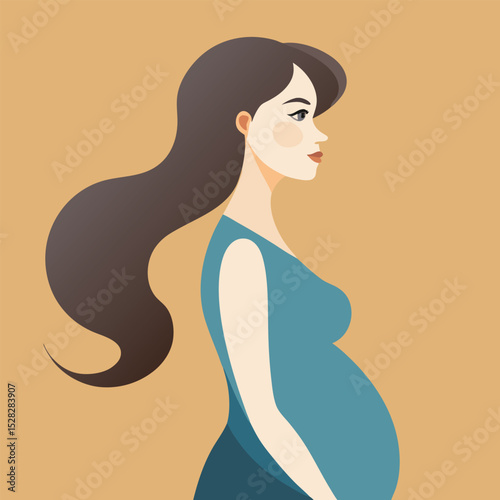pregnant side view simple curves sleek flat vector