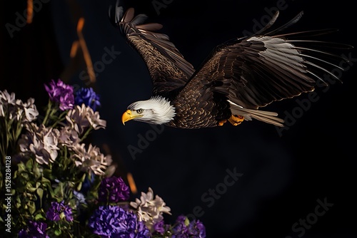 peaks Bald Eagle soaring over mountain