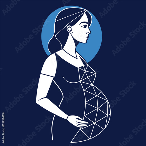 pregnant woman wireframe vector