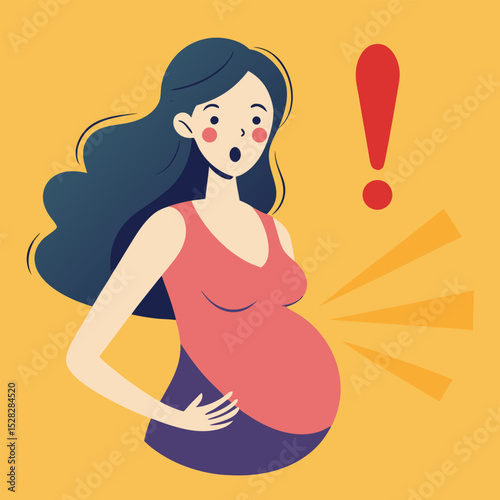 pregnant woman exclamation mark vector