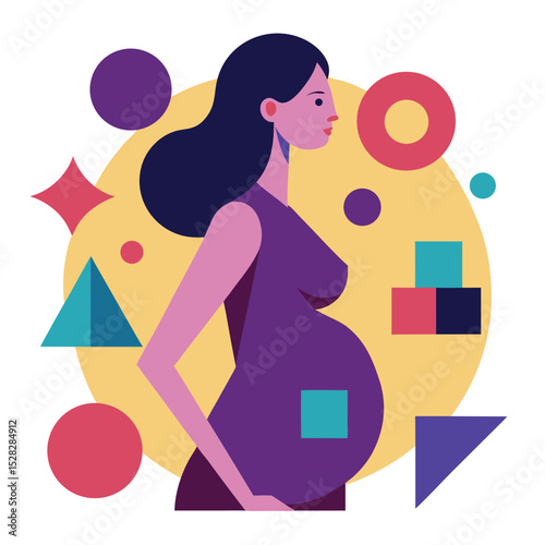 pregnant woman basic shapes squares vector