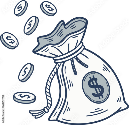 A money bag icon with smaller coins being distributed or flowing out from it, representing dividends or profit sharing.