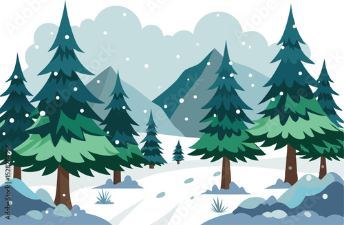 Snowfall in woods